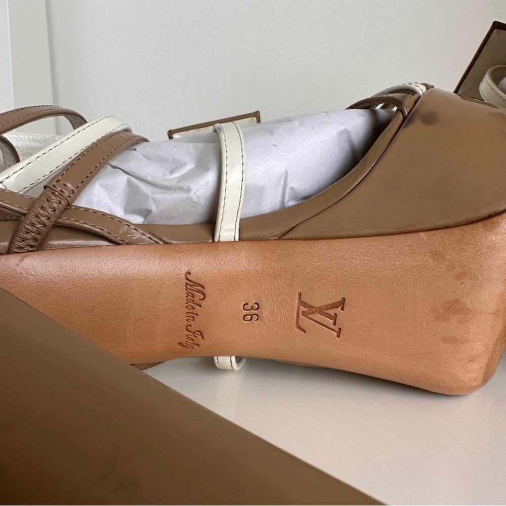 Louis Vuitton Beige and White Platform Sandals - Picture 8 of 10